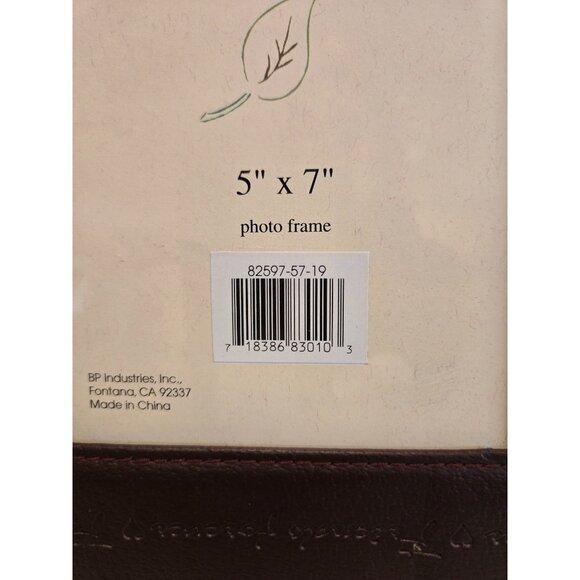 Encore Brown Leather w Glass Cover 5" x 7"" "My Family" Picture Frame Vintage 19 - Picture 3 of 4